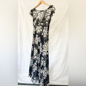 Vintage 90s Ralph Lauren silk, sheer midi dress